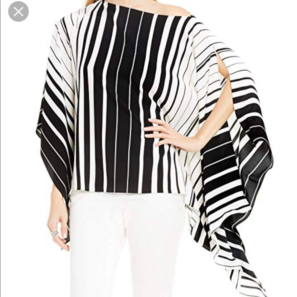 Vince Camuto Linear Accordion Striped Poncho